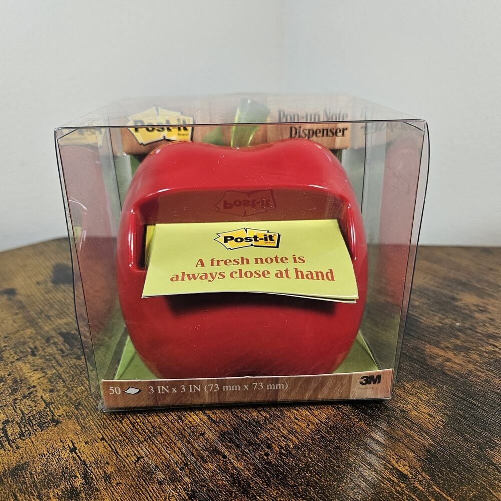 3M Post it Pop up Notes Dispenser Weighted Red Apple for 3 x 3 Inch Note Pads